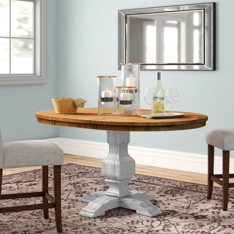 Winston Porter Arisa Extendable Solid Wood Pedestal Dining Table